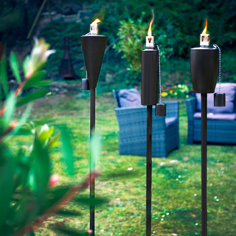 1.46m Round Metal Garden Fire Torches - Pack of 2 - By Harbour Housewares