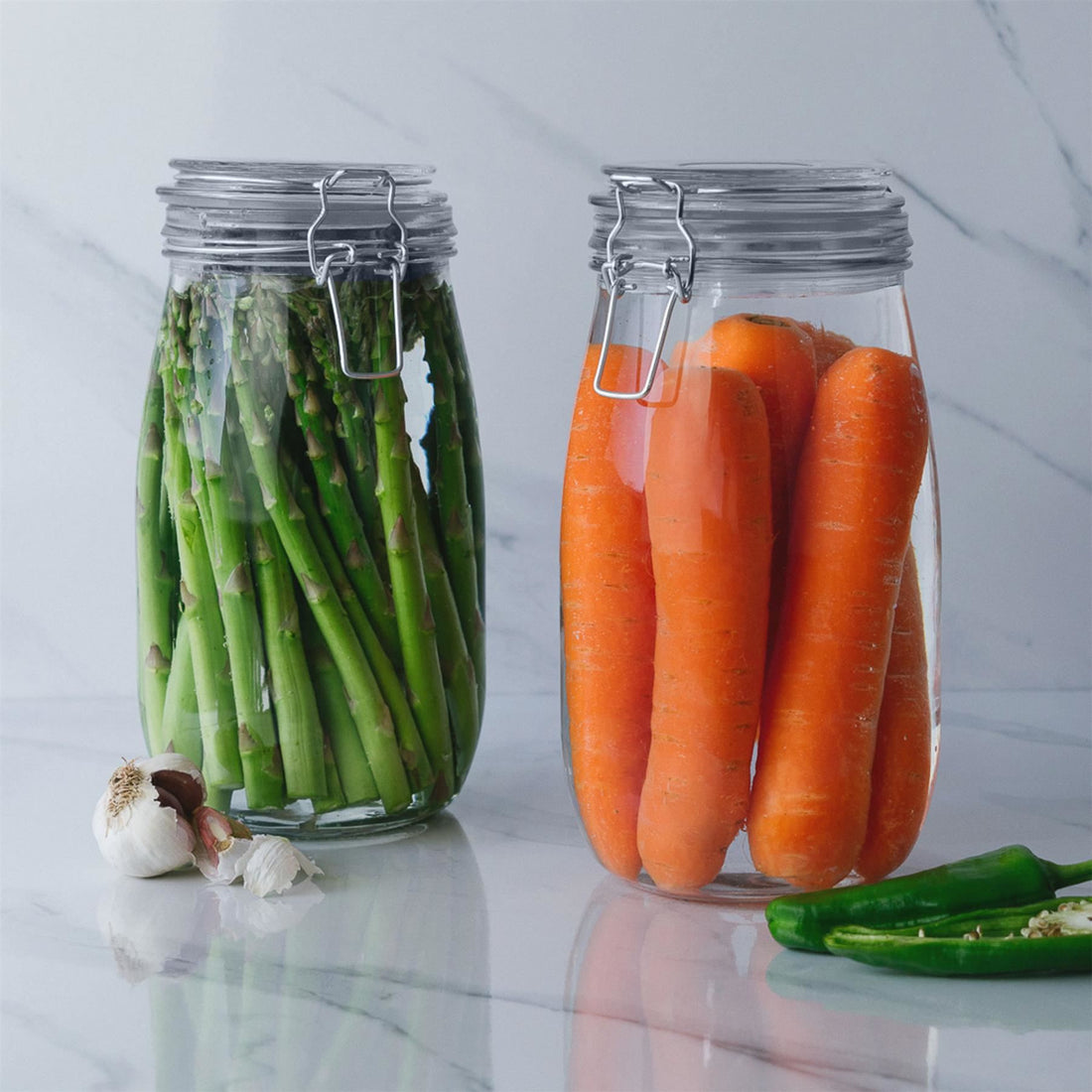 1.5L Classic Clip-Top Glass Storage Jars with Clear Seals - Pack of 3