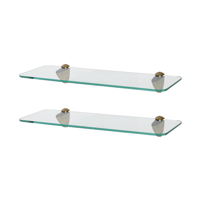 Rounded Floating Glass Bathroom Shelves - 40cm - Pack of 2 - By Harbour Housewares