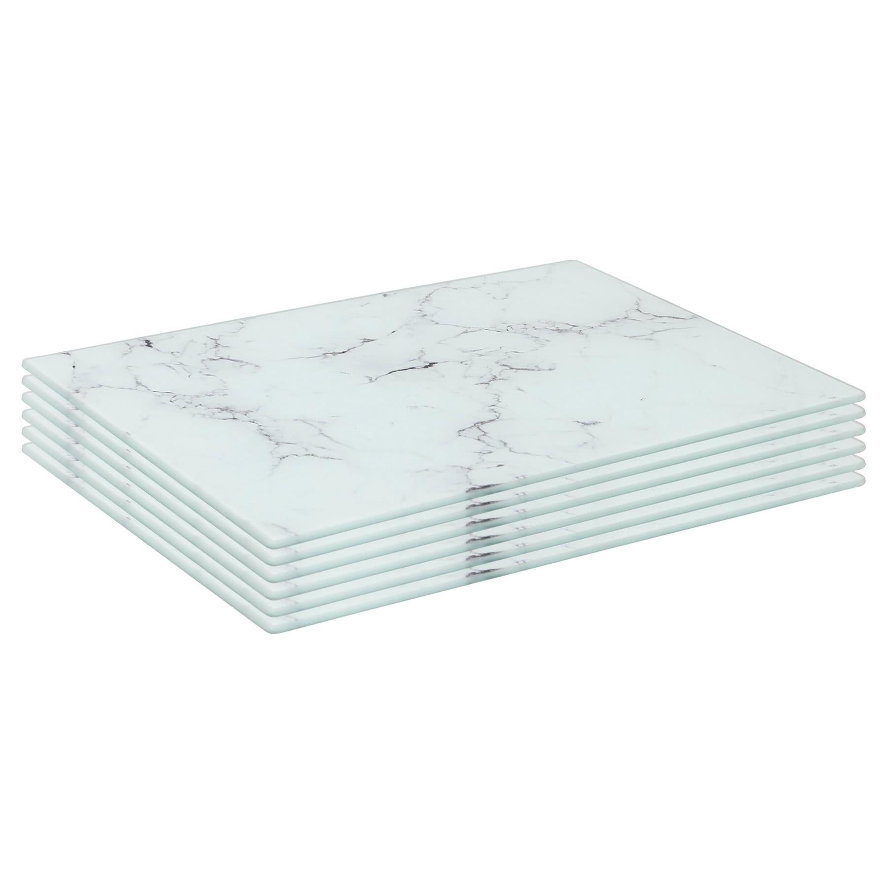 Rectangle Glass Placemats - 30cm x 20cm - Marble - Pack of 6 - By Harbour Housewares