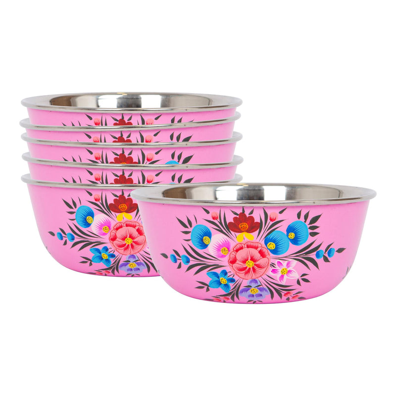 Pansy Hand-Painted Picnic Snack Bowls - 14.5cm - Pack of Six - By BillyCan