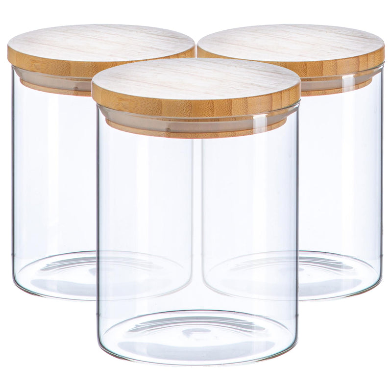 750ml Wooden Lid Storage Jars - Pack of 3 - By Argon Tableware