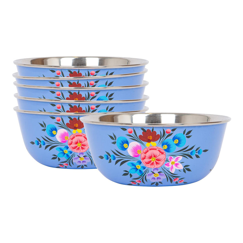 Pansy Hand-Painted Picnic Snack Bowls - 14.5cm - Pack of Six - By BillyCan