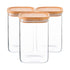 1.1L Square Glass Storage Jars with Wooden Lid - Pack of 3 - By Argon Tableware