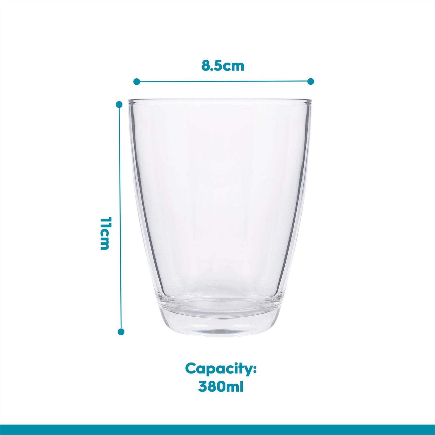 380ml Conical Glass Tumblers - Pack of 6