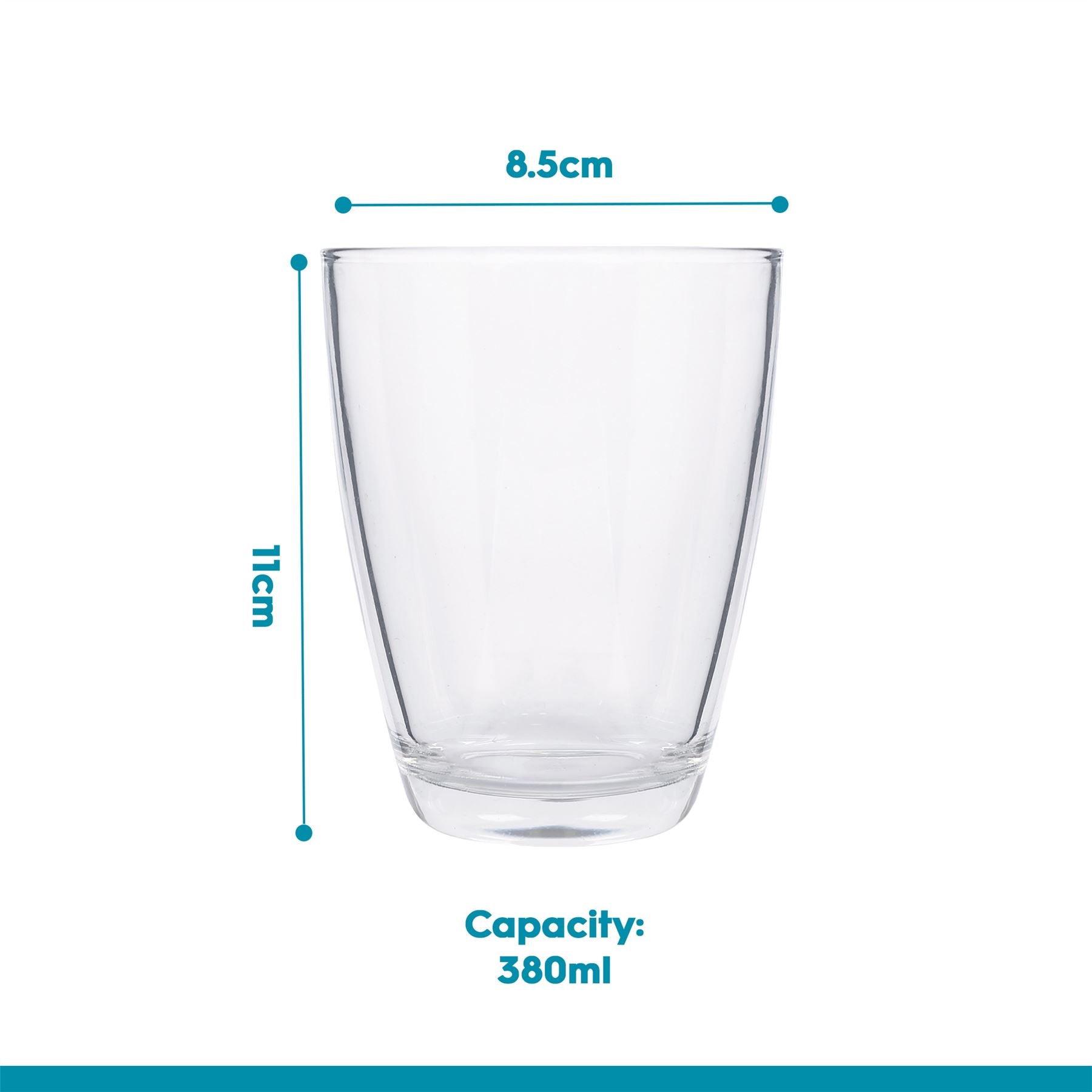 380ml Conical Glass Tumblers - Pack of 6