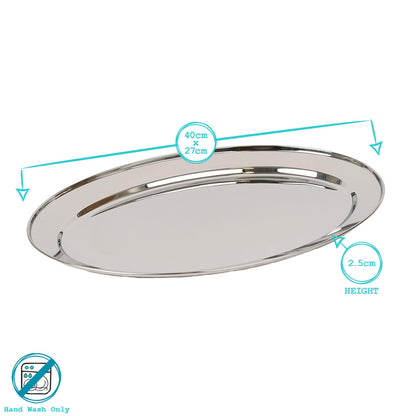 40cm x 27cm Oval Stainless Steel Serving Platter