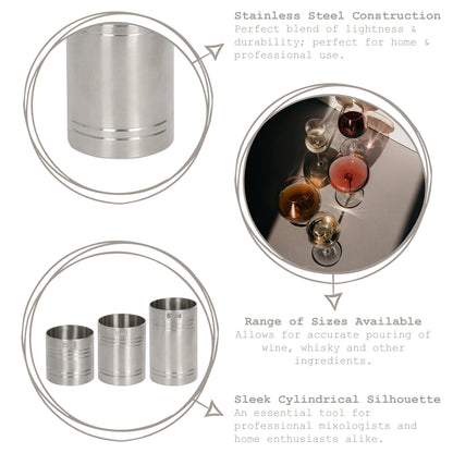 3pc Stainless Steel Thimble Measure Set - 25/35/50ml