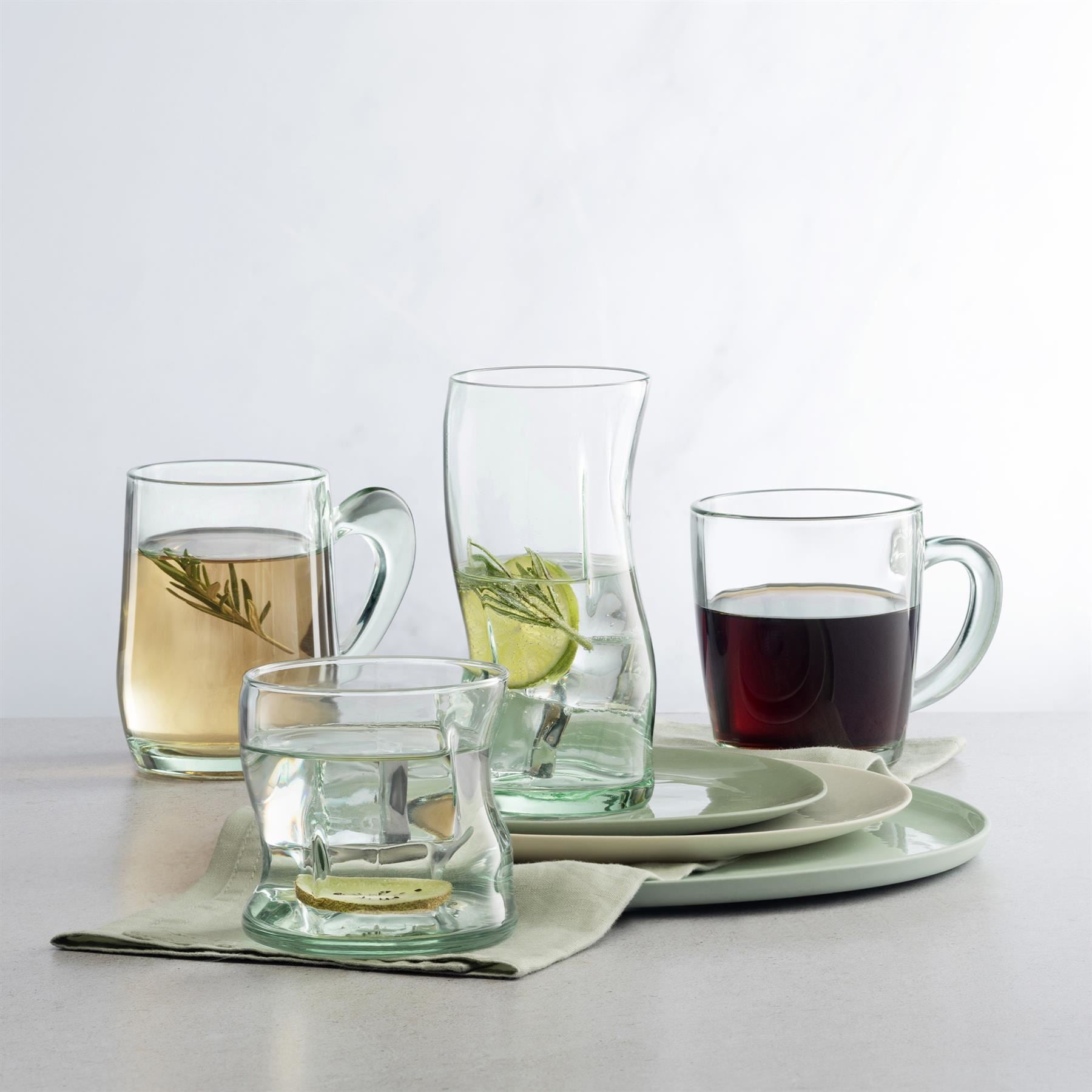 340ml Aware Basic Recycled Glass Mugs - Green - Pack of 2