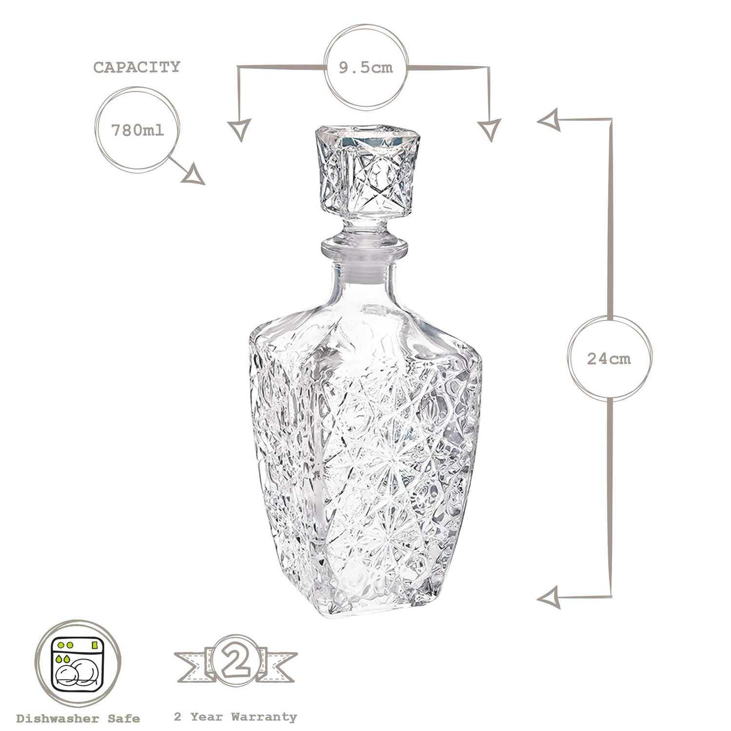 780ml Dedalo Glass Whisky Decanter