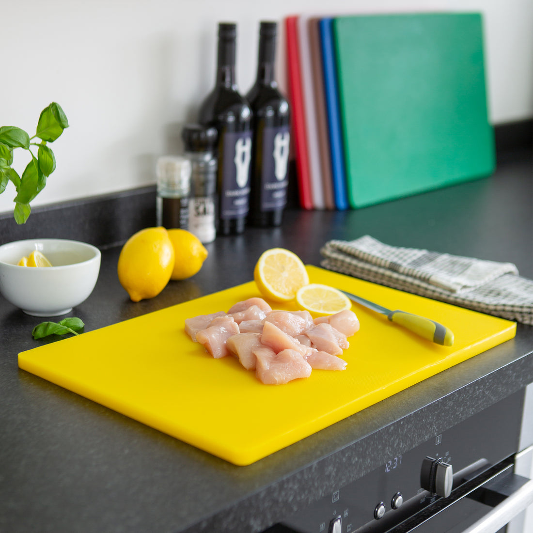 Yellow 45cm x 30cm Rectangular Plastic Chopping Board