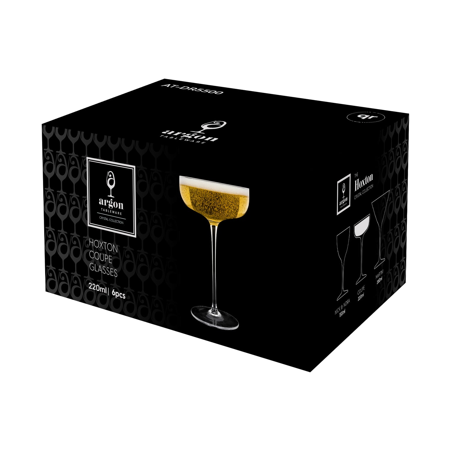 220ml Hoxton Crystal Champagne Coupe Glasses - Pack of 6