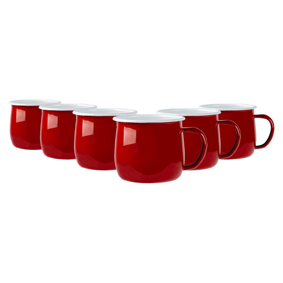 375ml Red Enamel Belly Mugs - Pack of 6