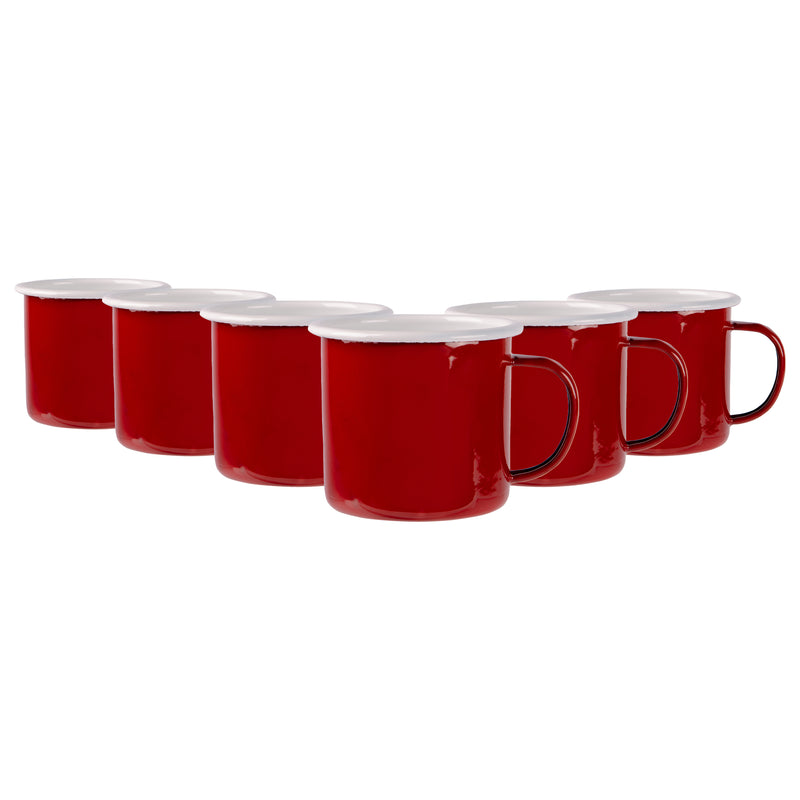 375ml Coloured Enamel Mugs - Pack of Six - By Argon Tableware