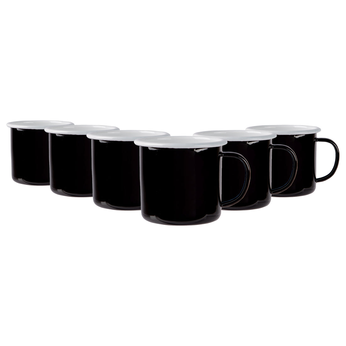 375ml Black Enamel Mugs - Pack of 6