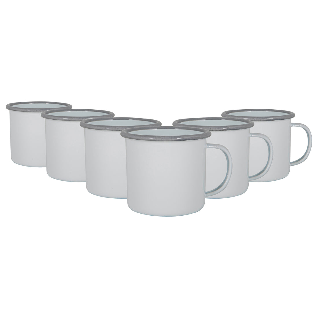375ml White Enamel Mugs - Pack of Six