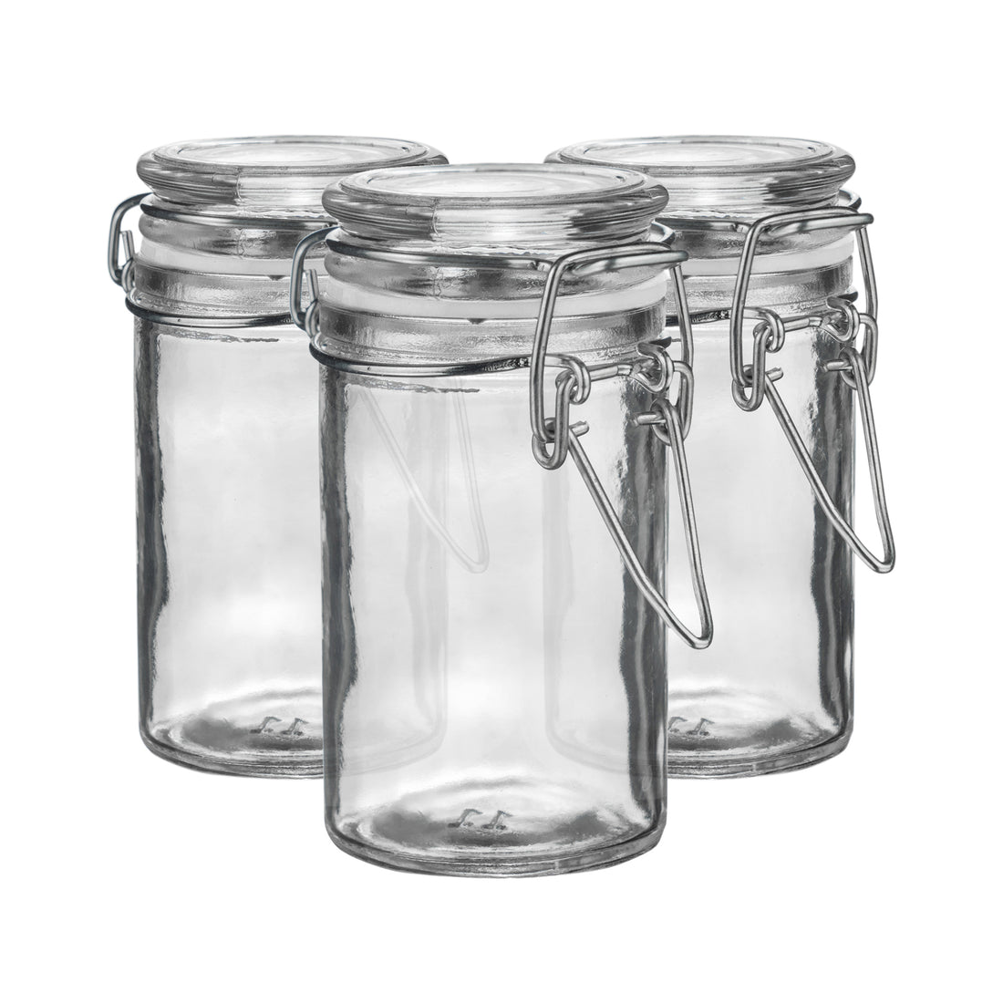 70ml Classic Clip-Top Glass Storage Jars with White Seals - Pack of 3