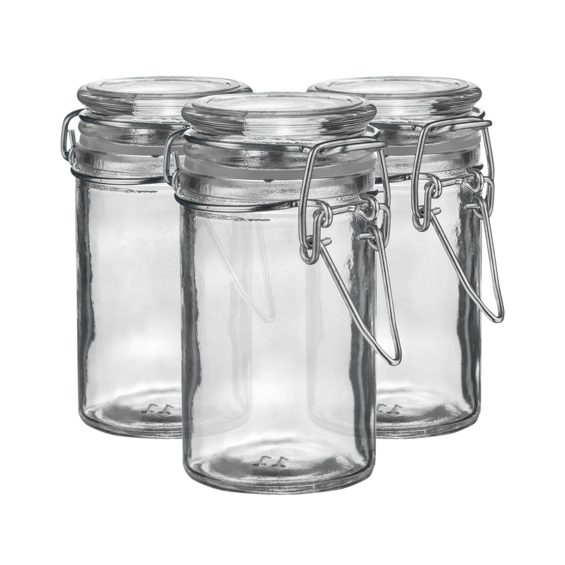 70ml Classic Clip-Top Glass Storage Jars with Clear Seals - Pack of 3