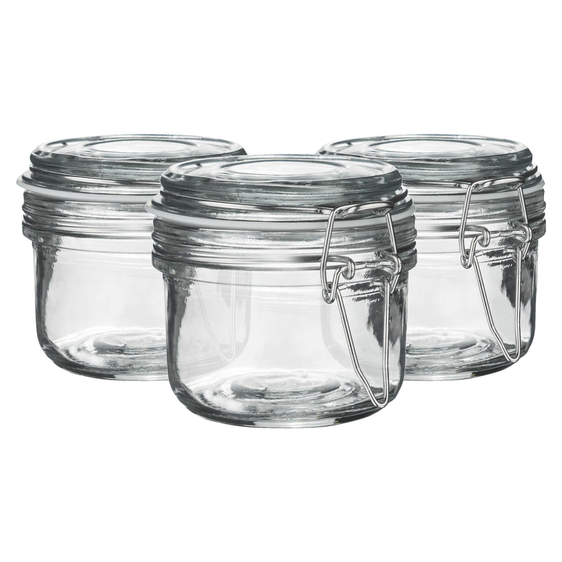 125ml Classic Clip-Top Glass Storage Jars with White Seals - Pack of 3