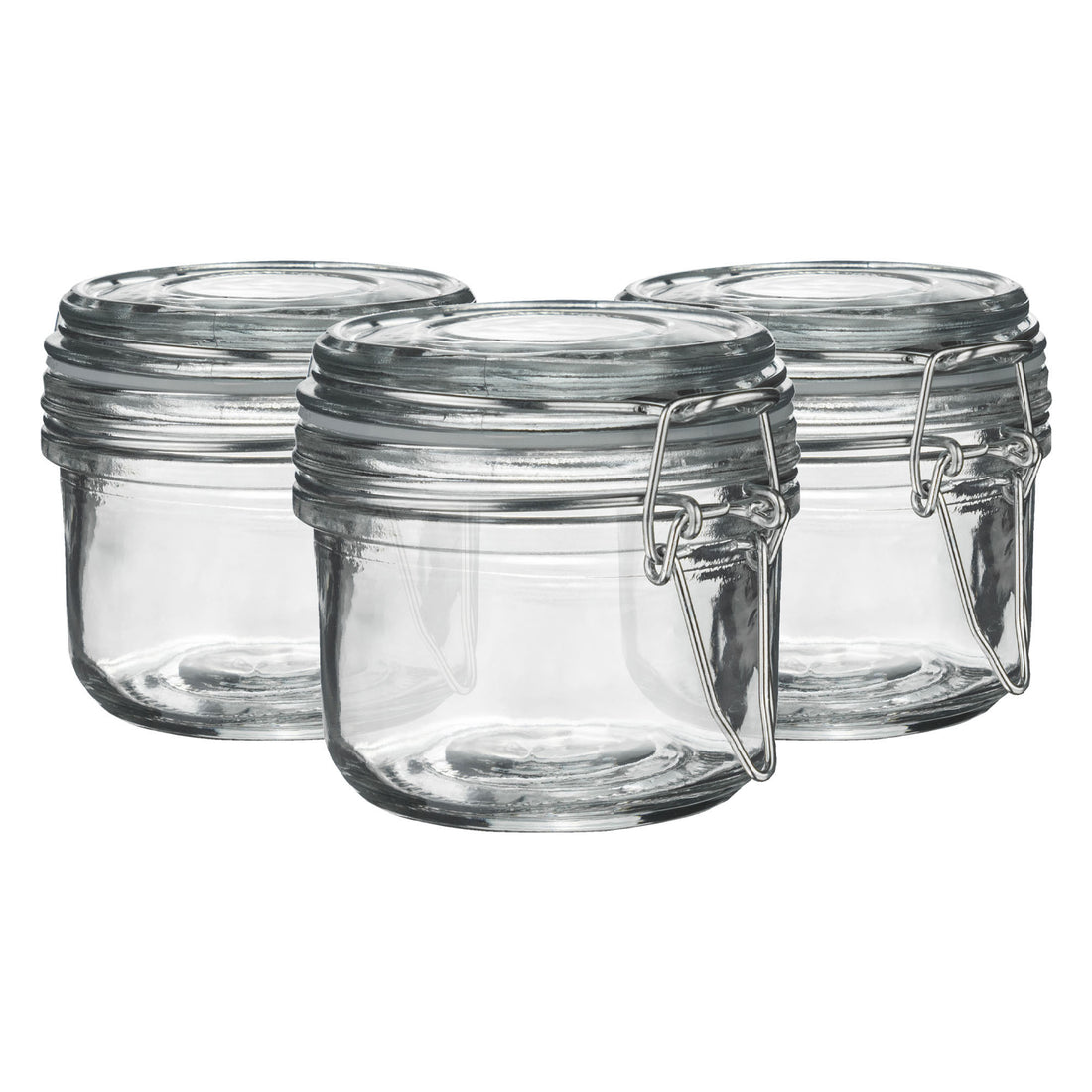 125ml Classic Clip-Top Glass Storage Jars with Clear Seals - Pack of 3