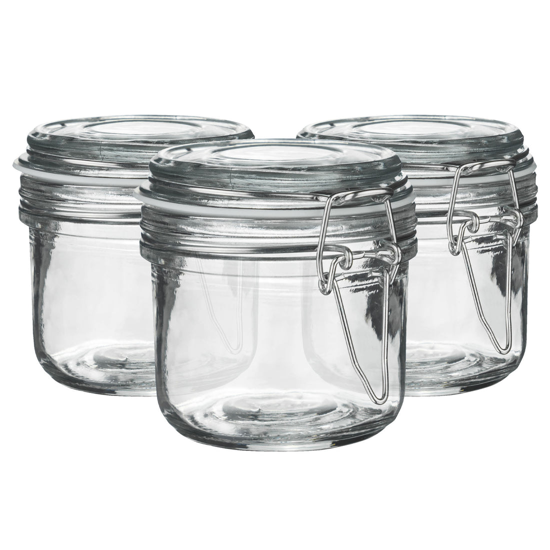 200ml Classic Clip-Top Glass Storage Jars with White Seals - Pack of 3