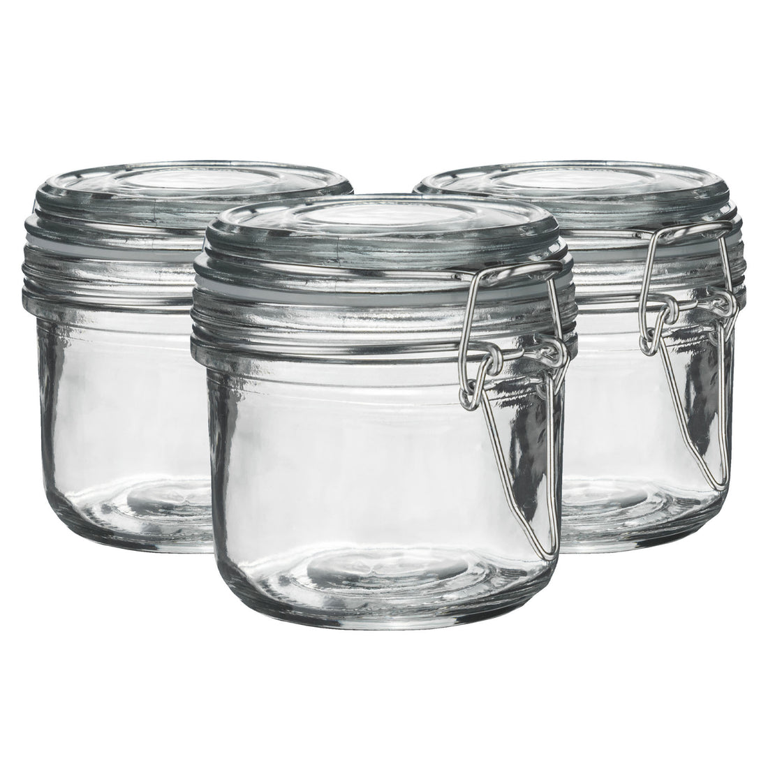 200ml Classic Clip-Top Glass Storage Jars with Clear Seals - Pack of 3