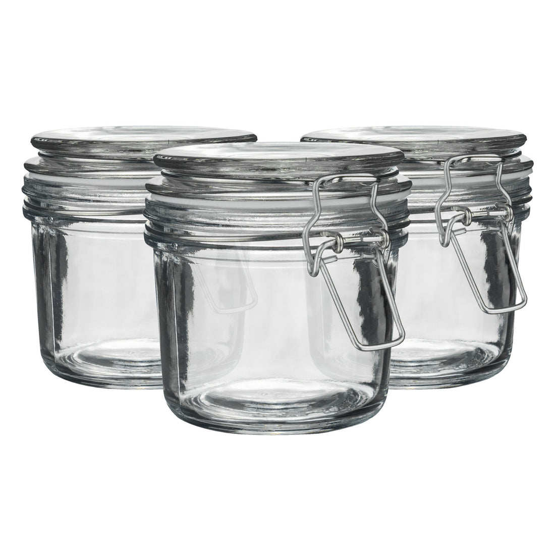 350ml Classic Clip-Top Glass Storage Jars with White Seals - Pack of 3