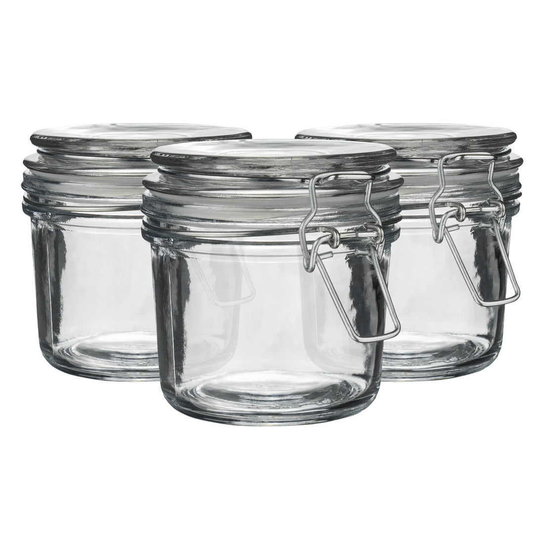 350ml Classic Clip-Top Glass Storage Jars with Clear Seals - Pack of 3