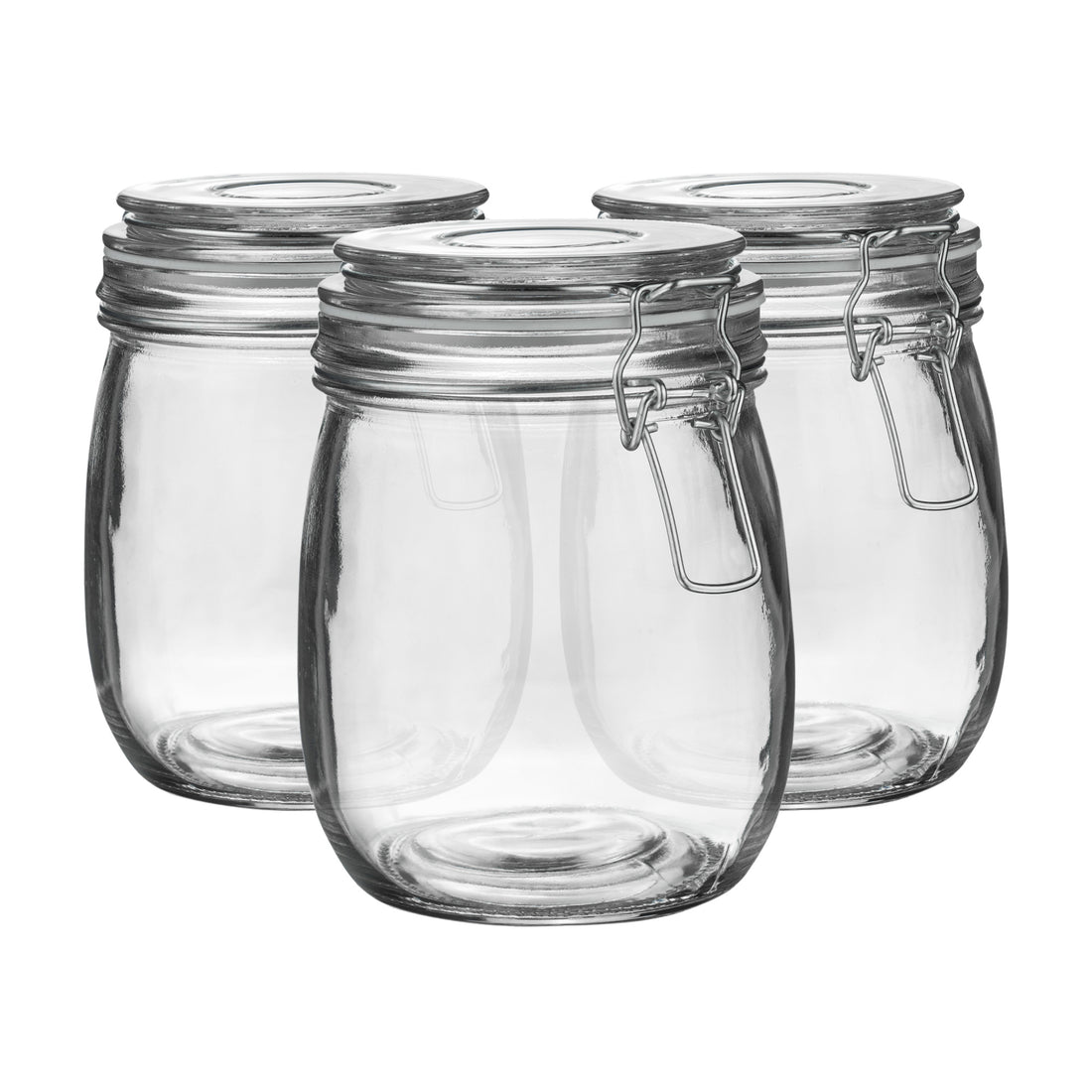750ml Classic Clip-Top Glass Storage Jars with White Seals - Pack of 3