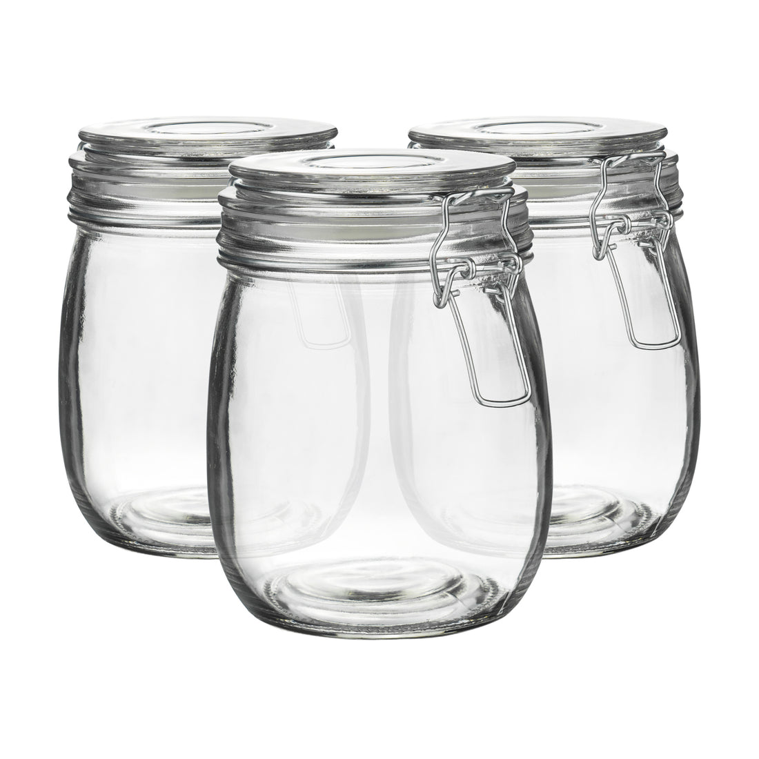 750ml Classic Clip-Top Glass Storage Jars with Clear Seals - Pack of 3