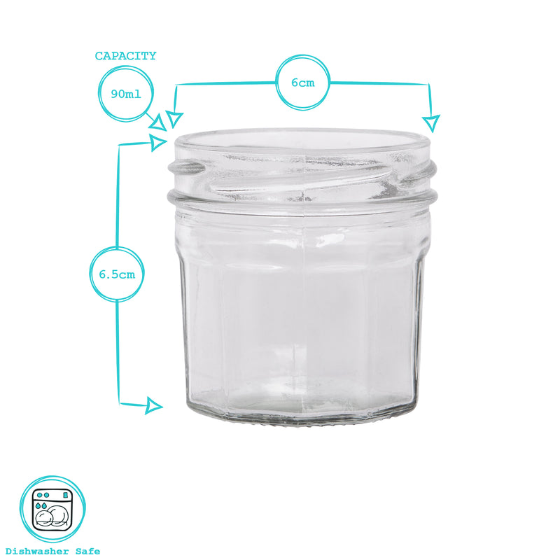 90ml Glass Jam Jars - Pack of 6 - By Argon Tableware