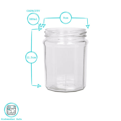 380ml Glass Jam Jars - Pack of 6