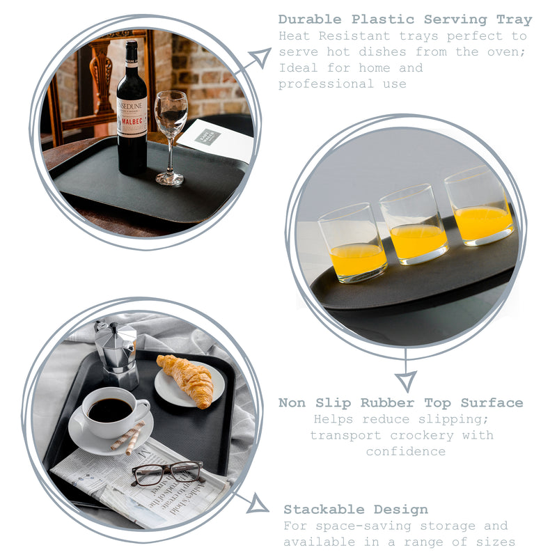 45cm x 35cm Rectangular Plastic Non-Slip Serving Tray - By Argon Tableware