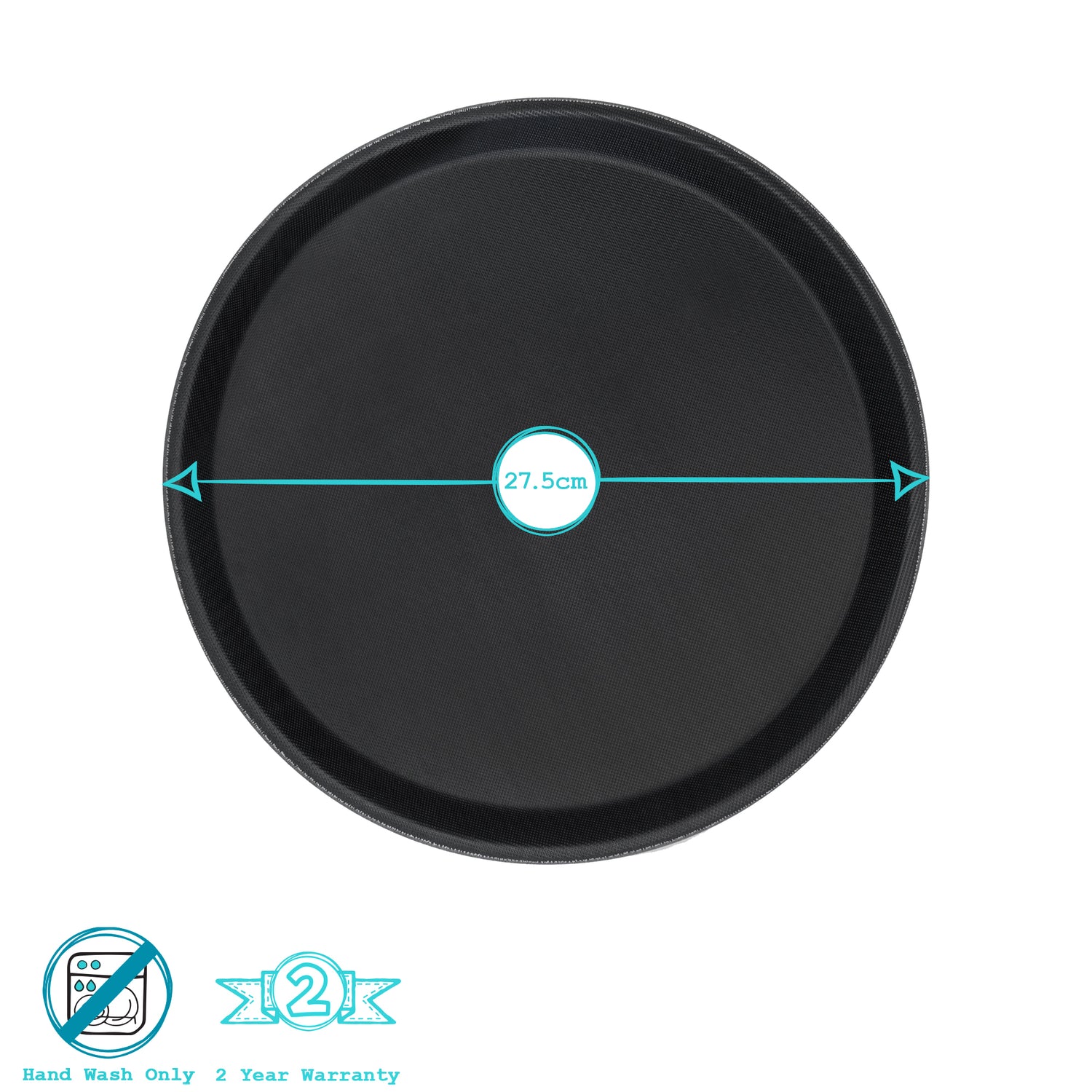 28cm Black Round Non-Slip Serving Tray