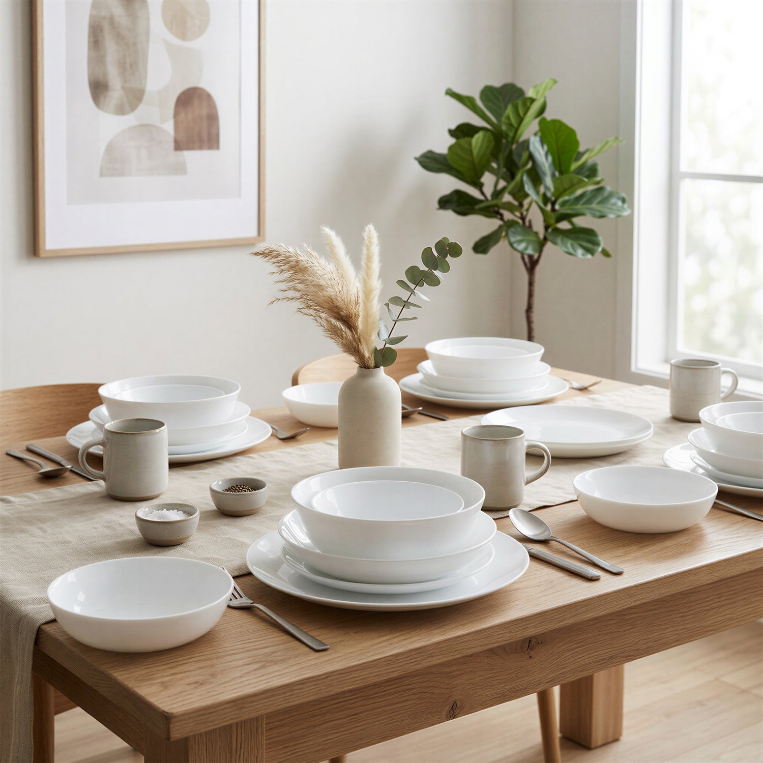Round Opalware Pasta Bowls - 20cm - White - Pack of 6