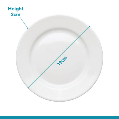 Round Opalware Dessert Plates - 19cm - White - Pack of 6