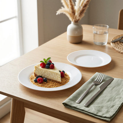 Round Opalware Dessert Plates - 19cm - White - Pack of 6