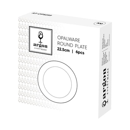 Round Opalware Buffet Dinner Plates - 22.5cm - White - Pack of Six