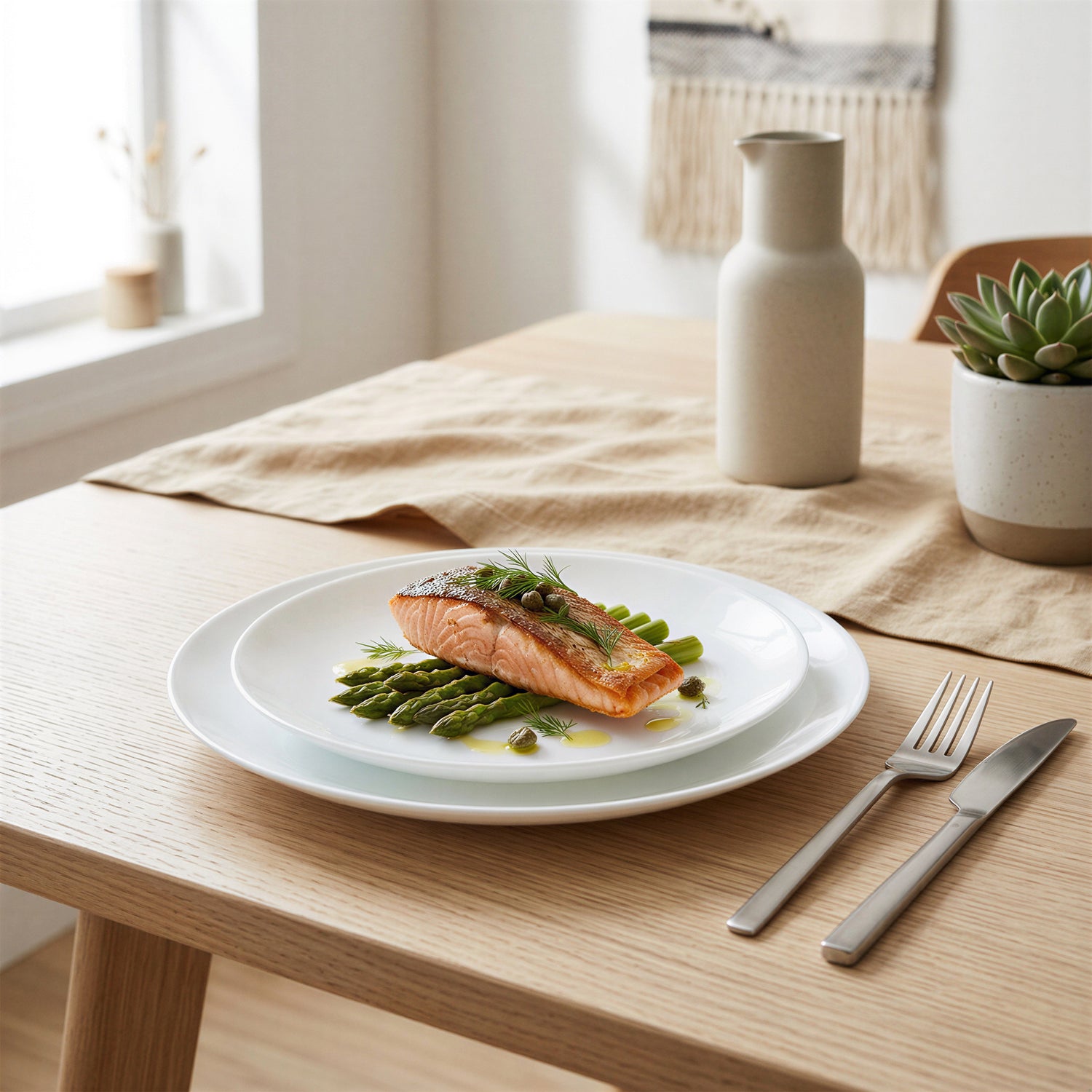 Round Opalware Buffet Dinner Plates - 22.5cm - White - Pack of 6