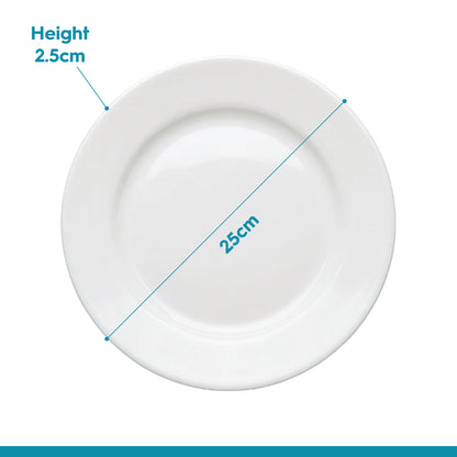 Round Opalware Dinner Plates - 25cm - White - Pack of 6
