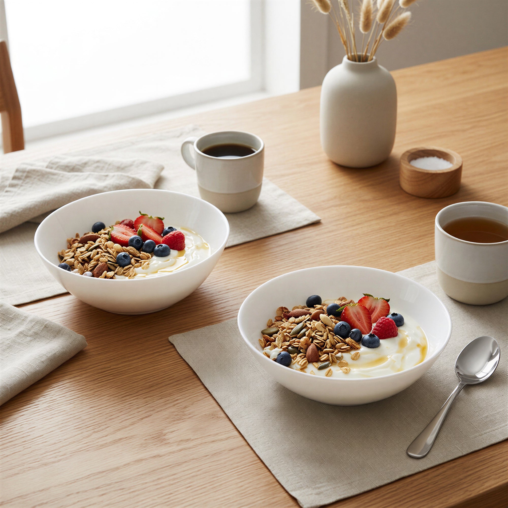 Round Opalware Cereal Bowls - 16cm - White - Pack of 6