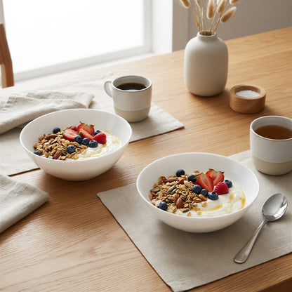 Round Opalware Cereal Bowls - 16cm - White - Pack of 6
