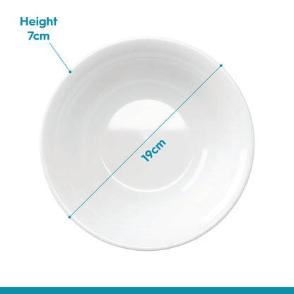 Round Opalware Salad Bowls - 19cm - White - Pack of 6