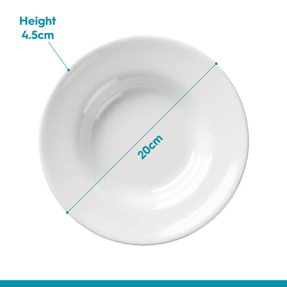 Round Opalware Pasta Bowls - 20cm - White - Pack of 6