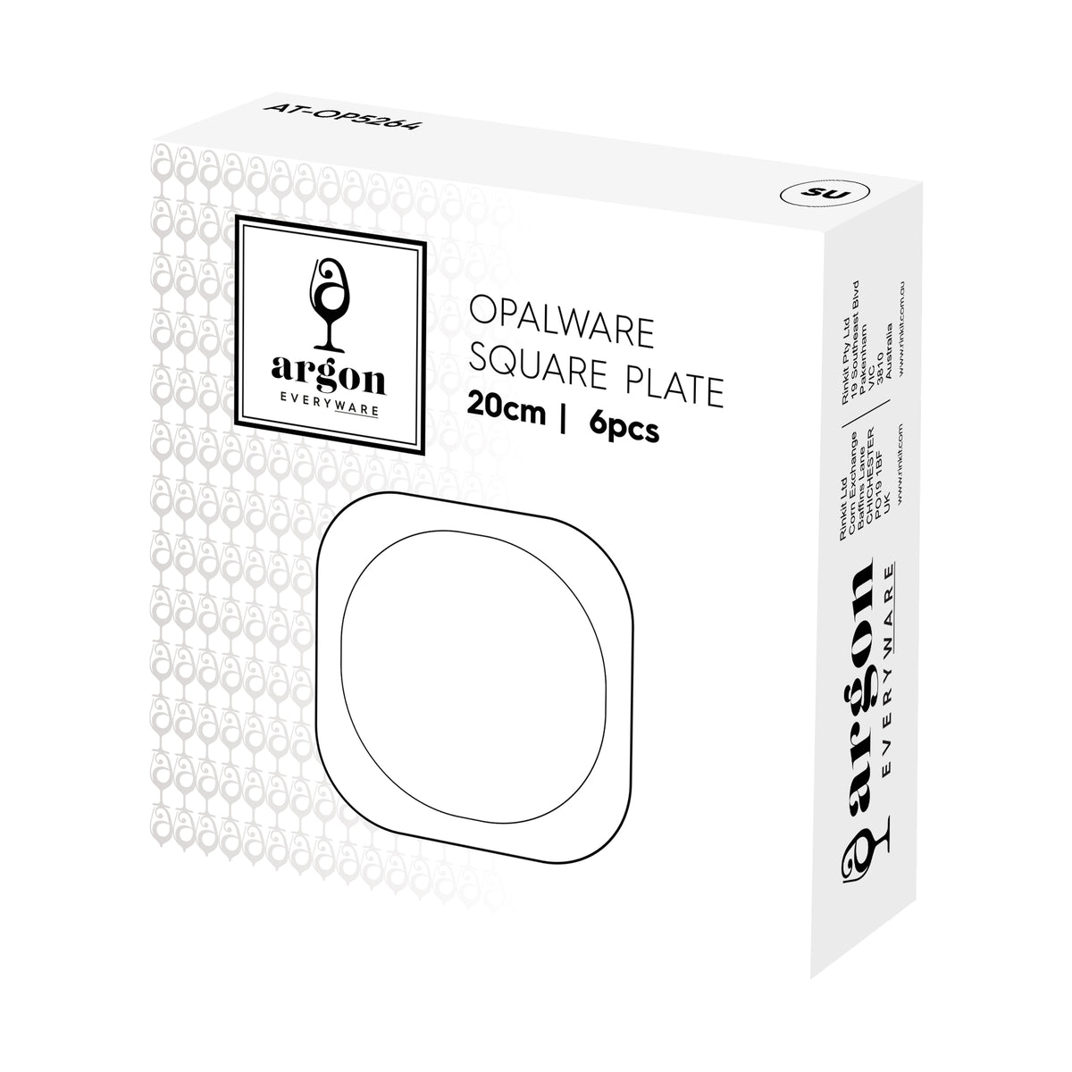 Square Opalware Dessert Plates - 20cm - White - Pack of Six