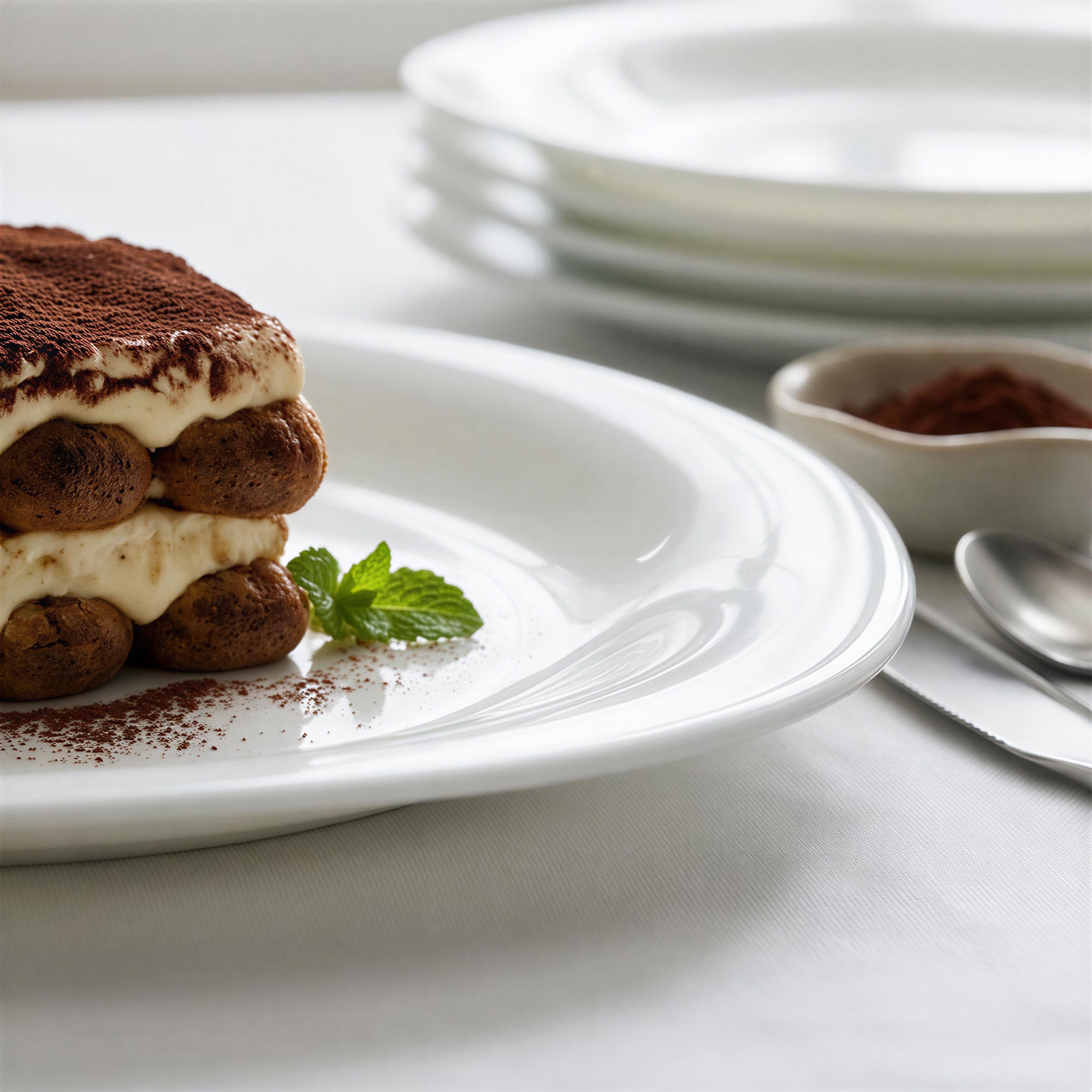 Square Opalware Dessert Plates - 20cm - White - Pack of 6