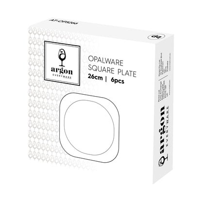 Square Opalware Dinner Plates - 26cm - White - Pack of Six