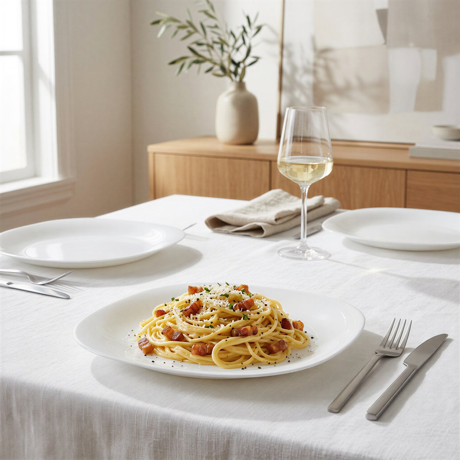 Square Opalware Dinner Plates - 26cm - White - Pack of 6