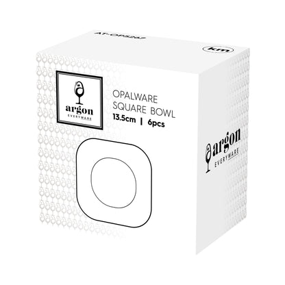 Square Opalware Snack Bowls - 13.5cm - White - Pack of Six