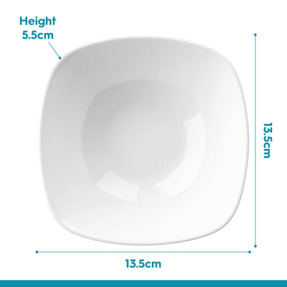 Square Opalware Snack Bowls - 13.5cm - White - Pack of Six
